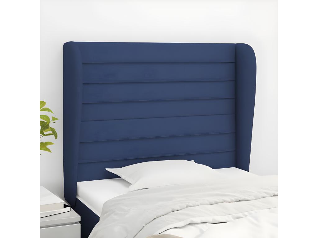 Tête de lit avec oreilles Bleu 83x23x118/128 cm Tissu