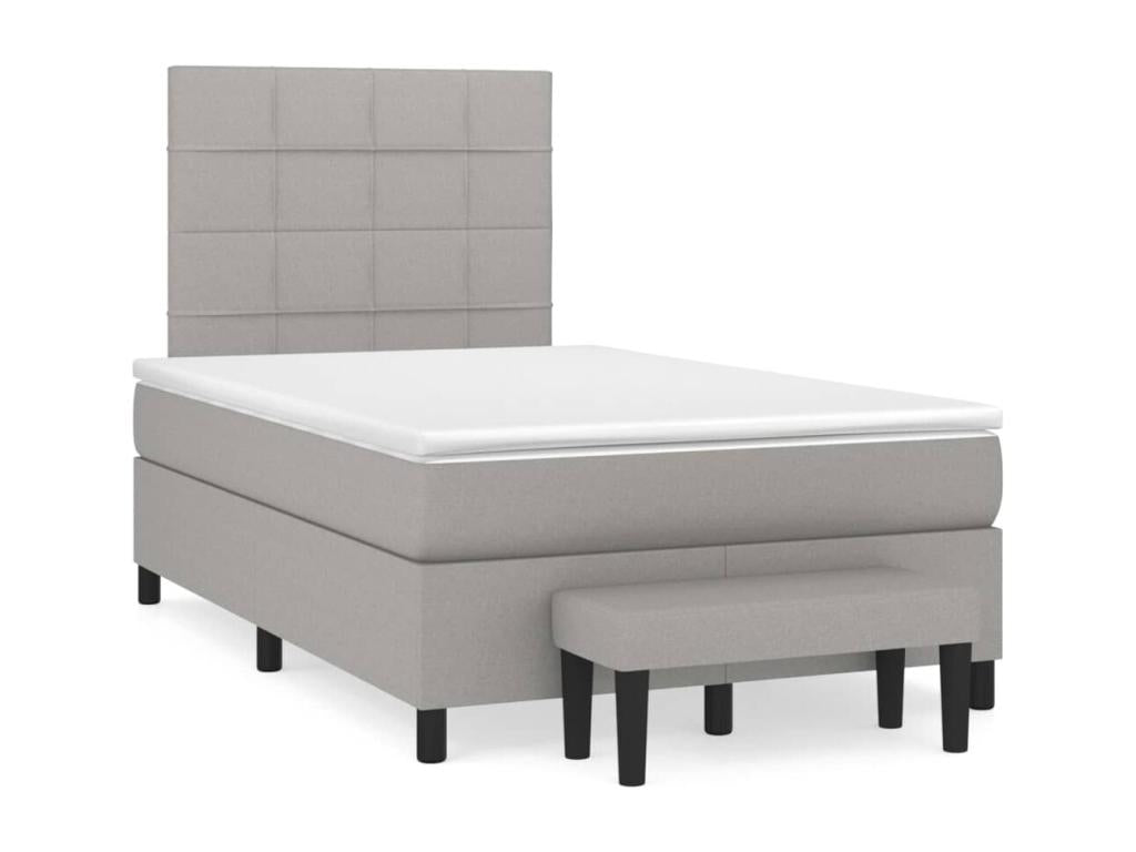 Sommier ¨¤ Vertchez de lit avec matelas Gris clair 120x200cm Tissu