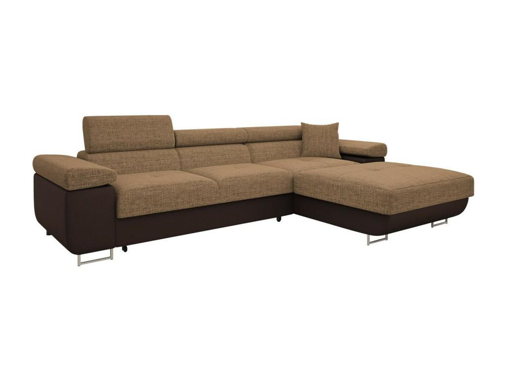 Canap¨¦ d'angle Vertchez Eliferu 102 Marron Fonction de couchage Bo?te de literie 280cm