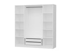 Armoire D¨¦gringol¨¦ 4 portes 2 tiroirs blanc 190x52x180cm