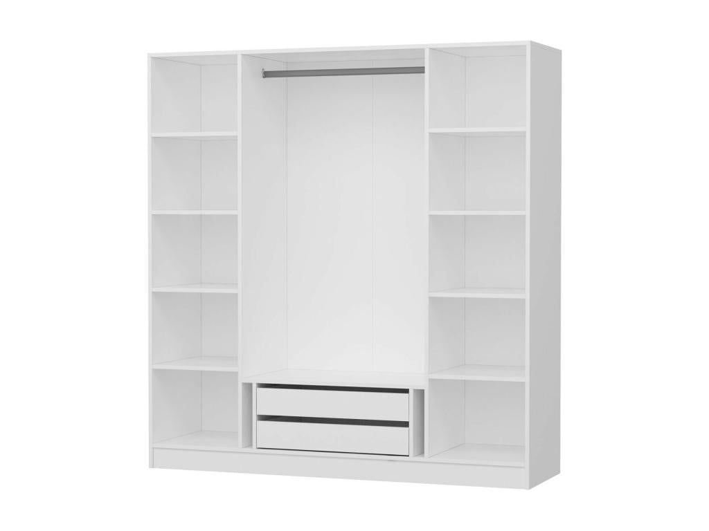 Armoire D¨¦gringol¨¦ 4 portes 2 tiroirs blanc 190x52x180cm