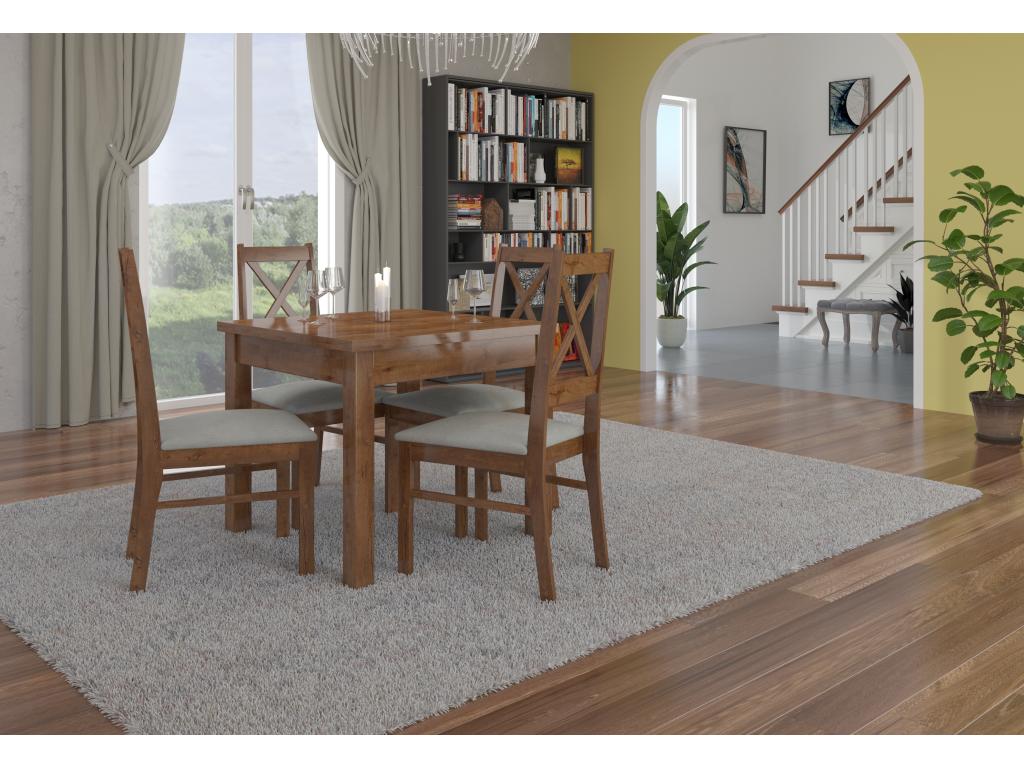 Chaise bois marron et tissu au choix Opka-Tissu 27127