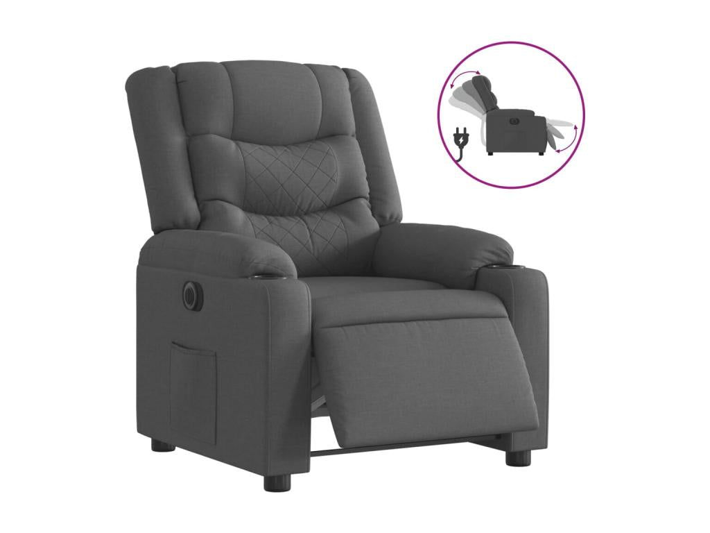 Fauteuil inclinable ¨¦électrique Gris fonc¨¦ Tissu