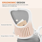 Chaise de bureau ergonomique à dossier haut en maille, avec roulettes, appuie-tête réglable et accoudoirs relevables confortables.