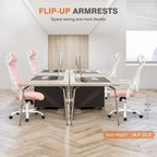 Chaise de bureau ergonomique à dossier haut en maille, avec roulettes, appuie-tête réglable et accoudoirs relevables confortables.