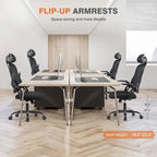 Chaise de bureau ergonomique à dossier haut en maille, avec roulettes, appuie-tête réglable et accoudoirs relevables confortables.