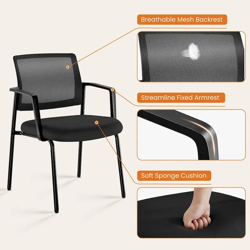 Chaise empilable à dossier en maille, fauteuil rembourré avec structure métallique robuste