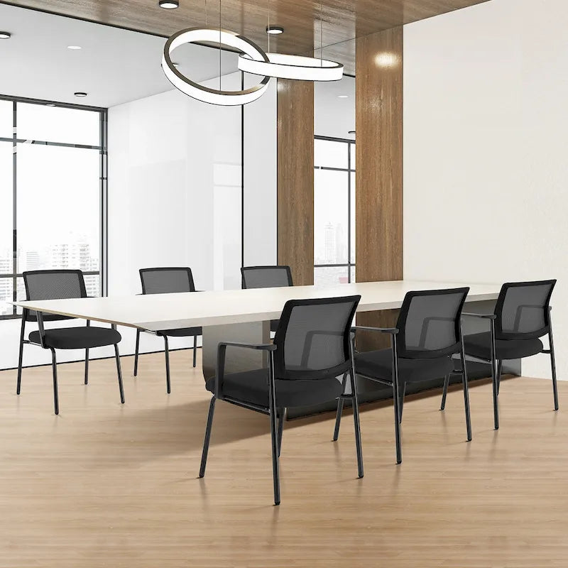 Chaise empilable à dossier en maille, fauteuil rembourré avec structure métallique robuste