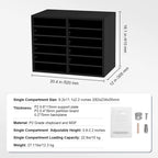 Organiseur de bureau à 12 compartiments avec étagères réglables et amovibles : un complément idéal pour tout espace.