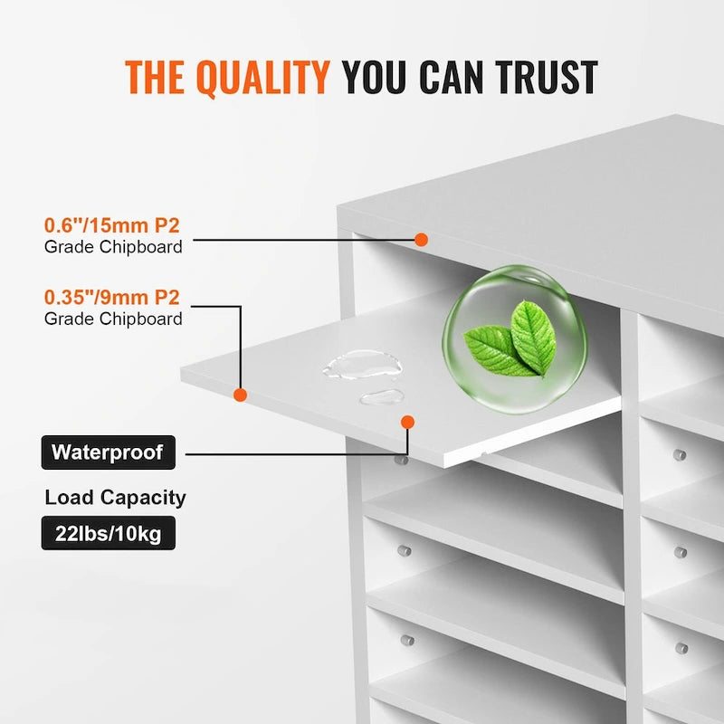 Organiseur de bureau à 12 compartiments avec étagères réglables et amovibles : un complément idéal pour tout espace.