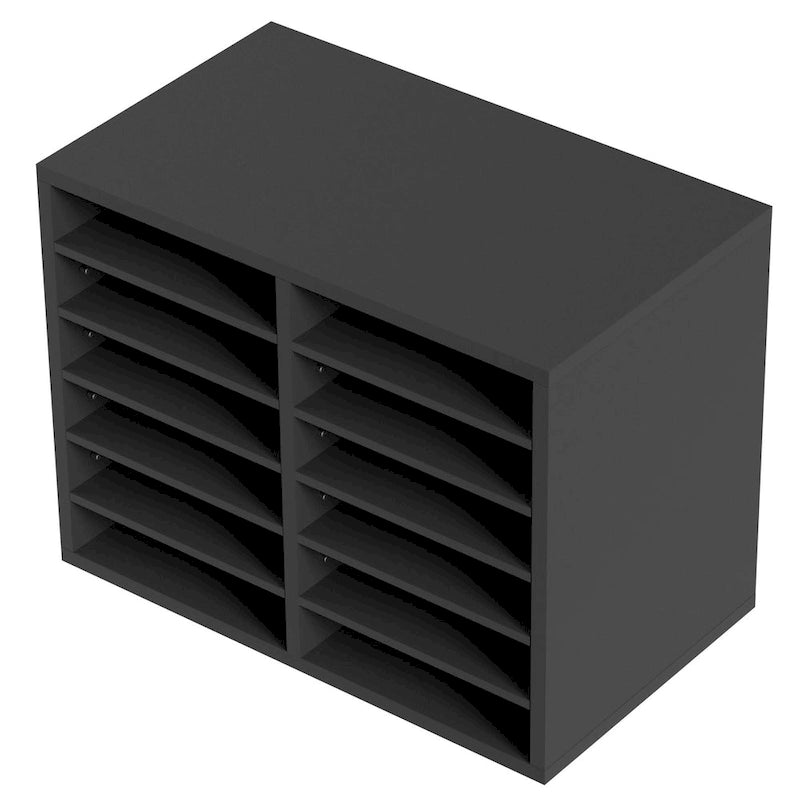 Organiseur de bureau à 12 compartiments avec étagères réglables et amovibles : un complément idéal pour tout espace.