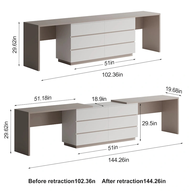 Commode extensible à 6 tiroirs pour bureau à domicile 144,26