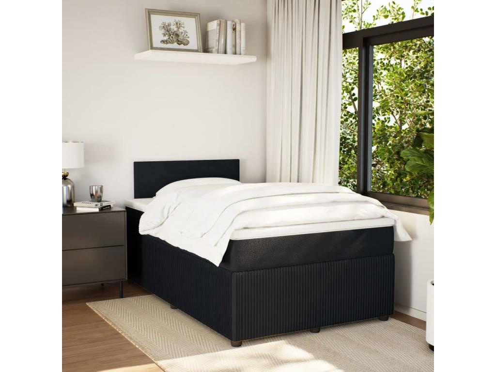 Sommier ¨¤ Vertchez de lit avec matelas Noir 120x200 cm Velours