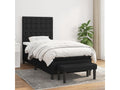 Lit ¨¤ sommier tapissier avec matelas Noir 90x190 cm Tissu