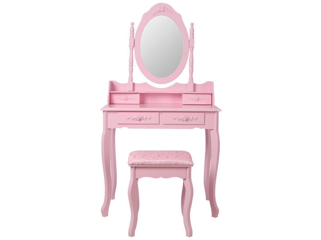 Table de maquillage rose rustique table de coiffeuse avec miroir Vertchez