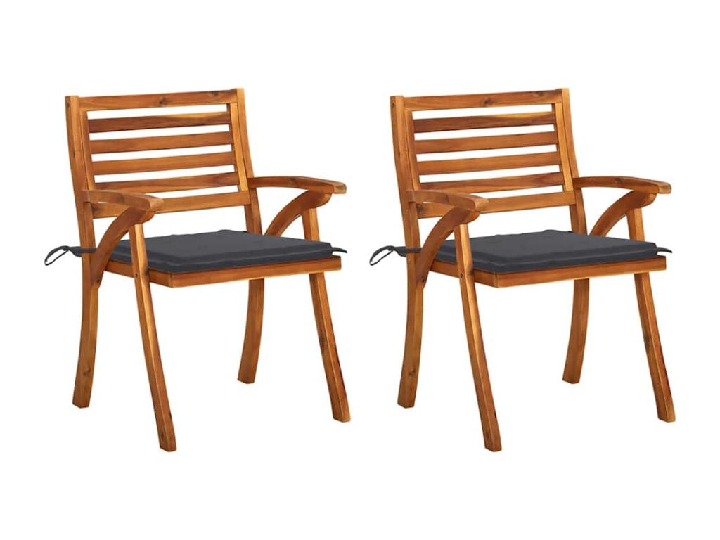 Chaises ¨¤ mangeoire de jardin avec coussins lot de 2 Meublita massif
