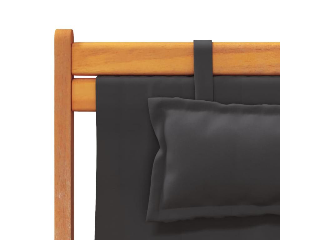 Chaises de plage pliables lot de 2 tissu noir