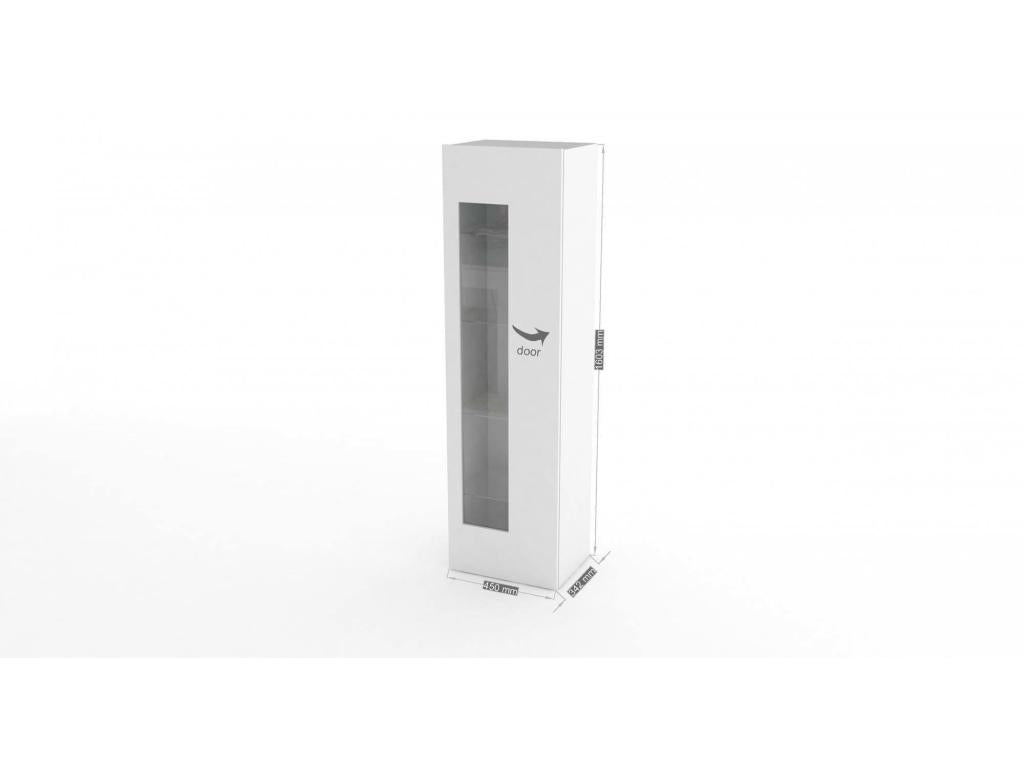Vitrine Vertchez Buffet avec porte vitr¨¦e Meuble de salon polyvalent Made in Italy 45x34h162 cm Blanc brillant