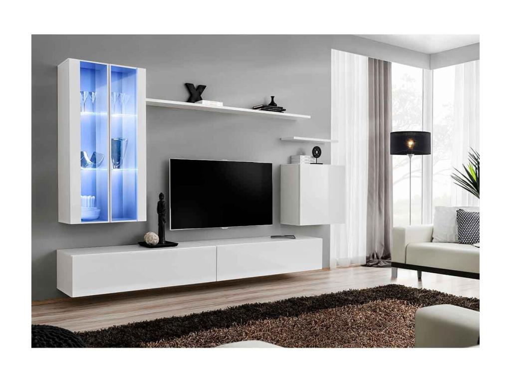 Meuble TV Mural Design Switch XII 270cm Blanc
