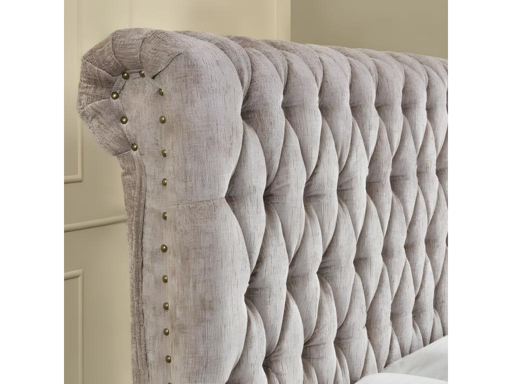 Lit Meublita Luxe Velours - Tissu Beige - 160x200 cm