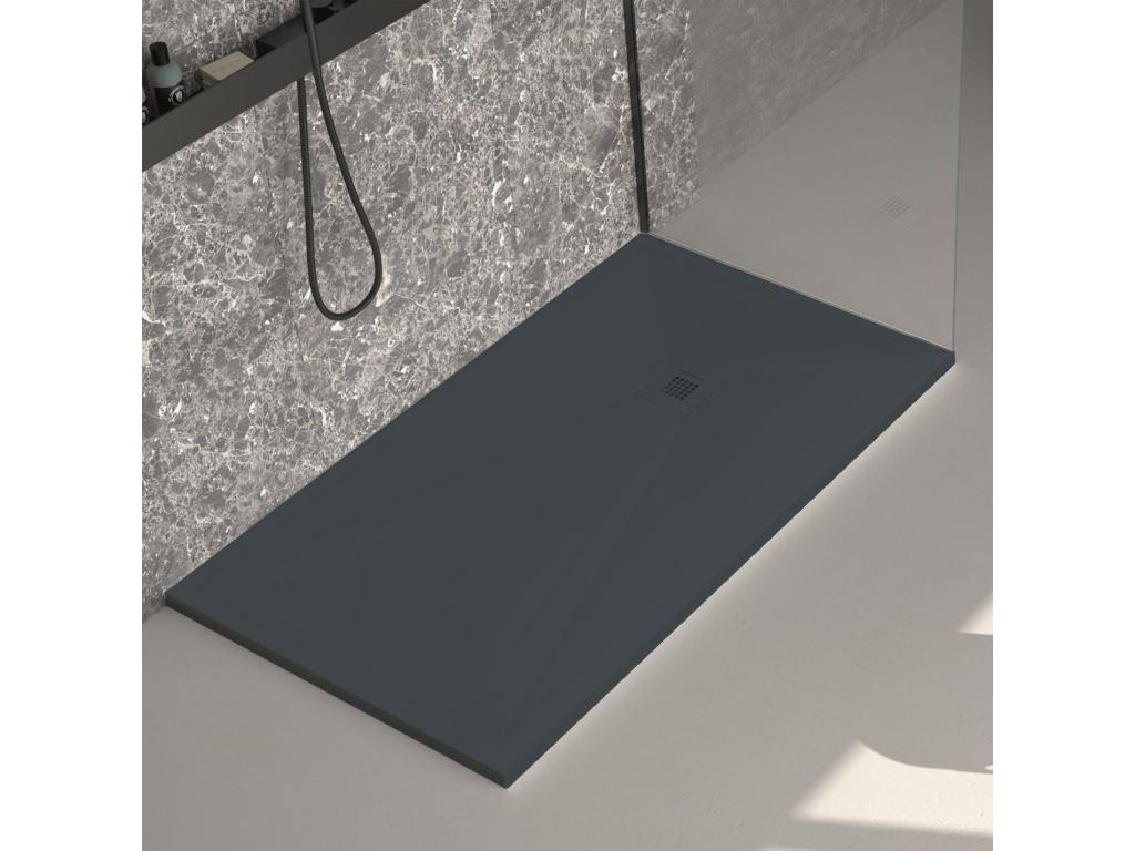 Récepteur de douche lisse anthracite Vertchez Plus grille de couleur - 80x70 cm
