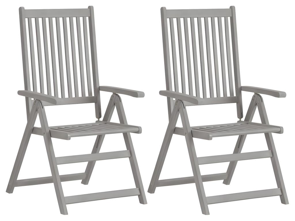 Chaises inclinables de jardin lot de 2 et coussins Bois Vertchez