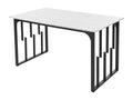 Table de salle ¨¤ mangeoire rectangulaire 140x80cm structure en m¨¦tal plateau en marbre pieds r¨¦glables blanc/noir