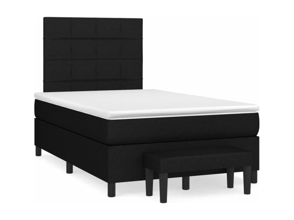 Lit ¨¤ sommier tapissier avec matelas Noir 120x200 cm Tissu