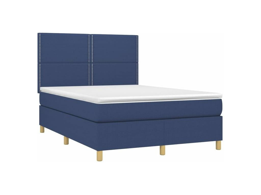 Sommier ¨¤ Vertchez de lit et matelas et LED Bleu 140x200 Tissu
