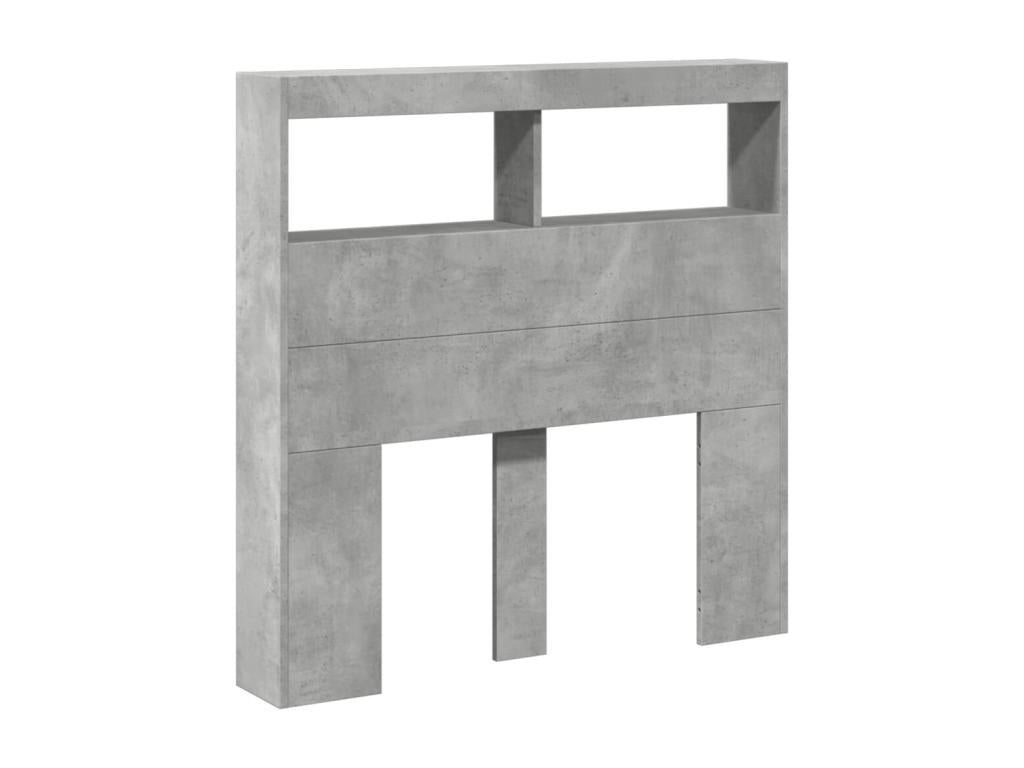 Armoire tête de lit avec LED gris béton 100x17x102 cm
