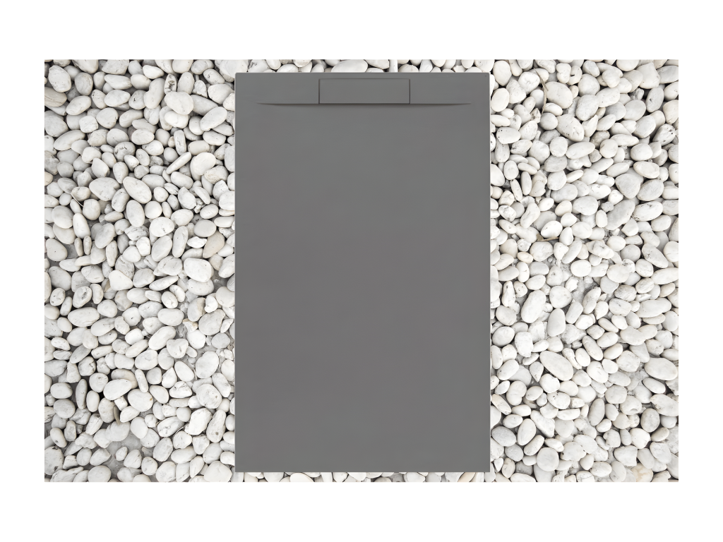 Receveur de Douche 75x115 cm Gris RAL 7037 Ligne Meublita PLUS En R¨¦sine et Poudre de Marbre Avec Grille Lat¨¦rale EN R¨¦SINE DE MARBRE