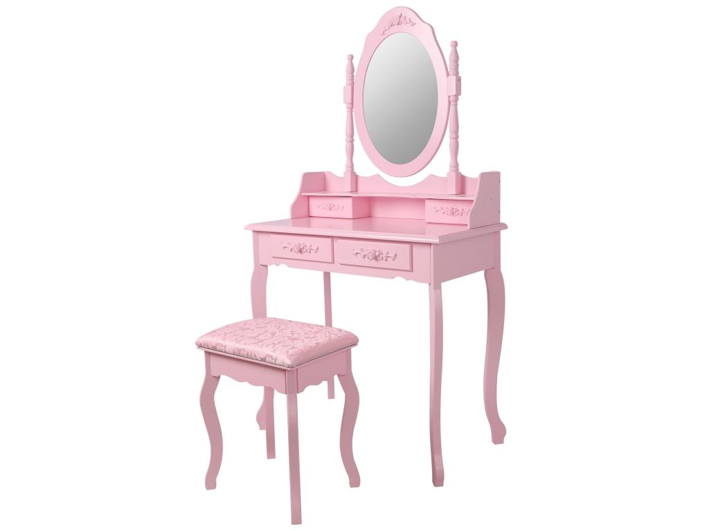 Table de maquillage rose rustique table de coiffeuse avec miroir Vertchez