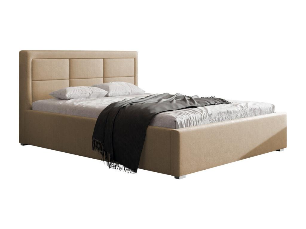 Lit Vertchez 103 Double Brun clair 140x200 Tapisserie Sommier ¨¤ Vertchez 160x223x93cm