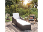 Chaise longue avec coussin blanc cr¨¨me R¨¦sine tress¨¦e Noir
