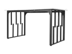 Table de salle ¨¤ mangeoire rectangulaire 140x80cm structure en m¨¦tal plateau en marbre pieds r¨¦glables blanc/noir