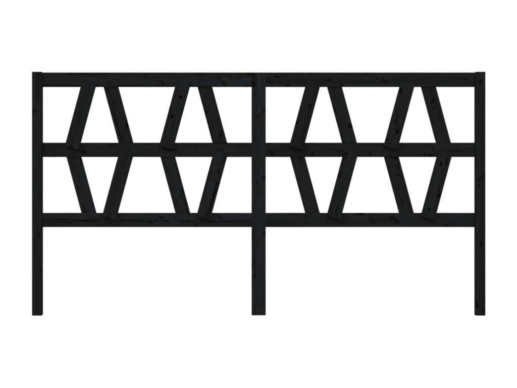 Tête de lit Noir 206x4x100 cm Bois massif de pin