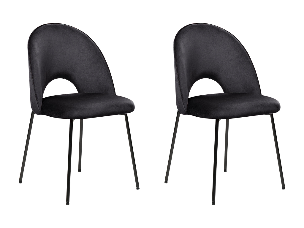 Lot de 2 chaises de salle ¨¤ manger COVELO Velours Noir