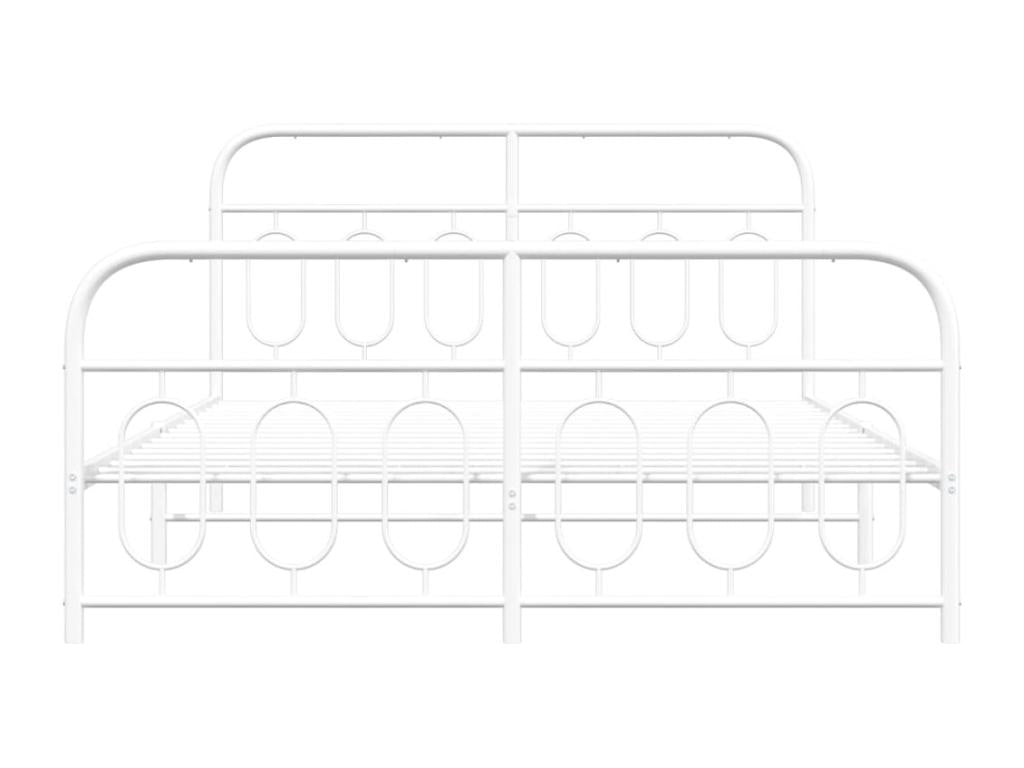Cadre de lit métal sans matelas et pied de lit blanc 140x190 cm