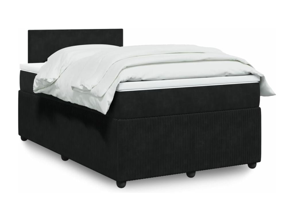 Sommier ¨¤ Vertchez de lit avec matelas Noir 120x200 cm Velours