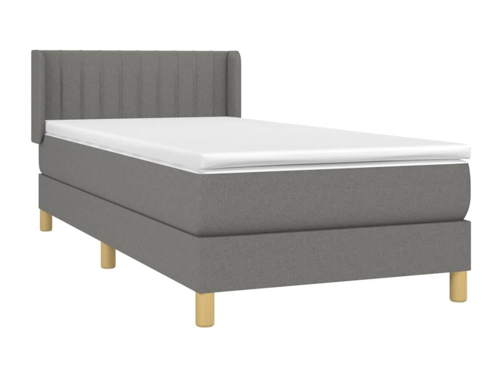 Lit ¨¤ sommier tapissier avec matelas Gris fonc¨¦ 80x200 cm Tissu