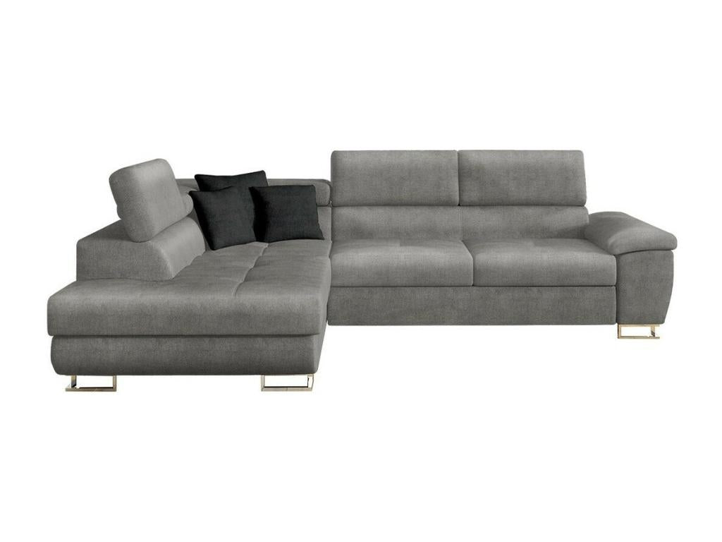 Canap¨¦ d'angle Vertchez 166 Gris Fonction de couchage Bo?te de literie 270x202x71cm