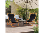 Chaises de plage pliables lot de 2 tissu noir