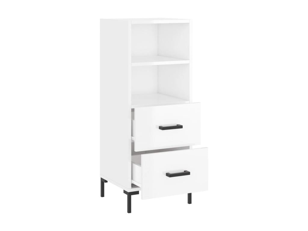 Buffet Blanc Brillant 34,5x34x90 cm Bois d'ing¨¦nierie