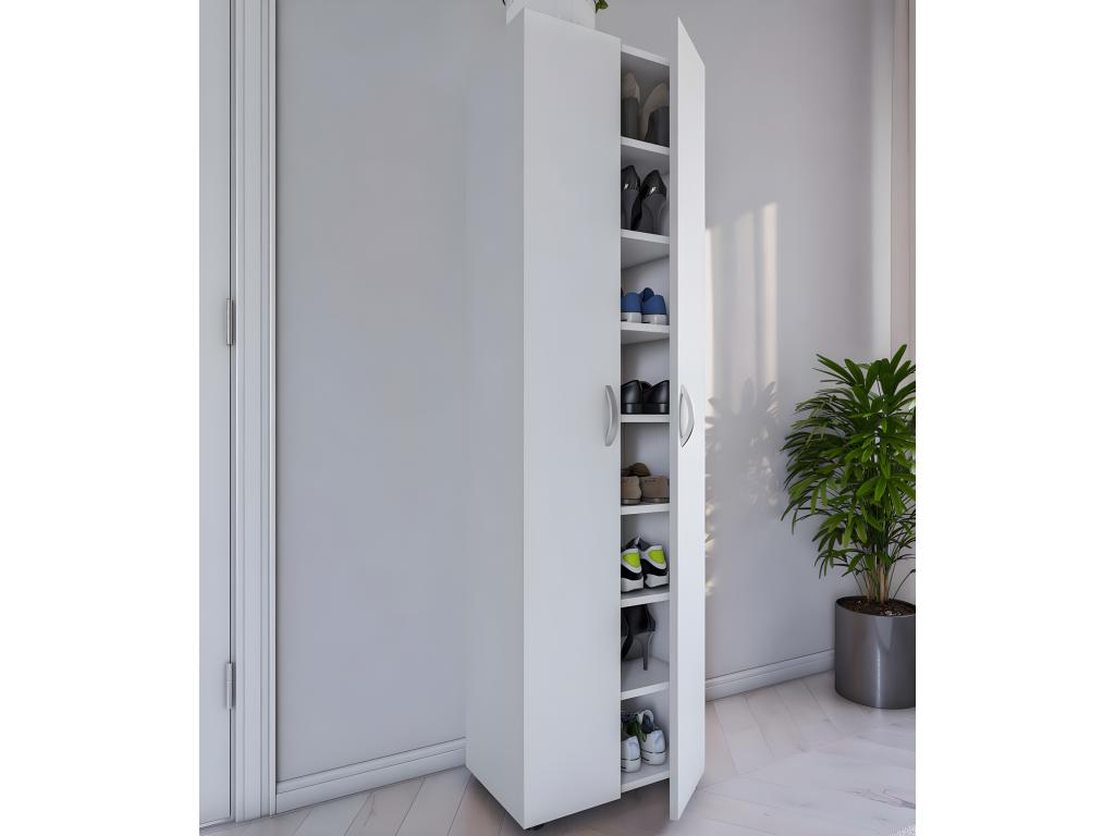 Vertchez XXL bois Grande armoire ¨¤ chaussures Commode ¨¤ chaussures ¨¦tag¨¨re ¨¤ chaussures Grande botte Ulas 8 compartiments Blanc