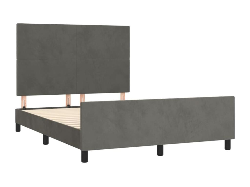 Cadre de lit sans matelas gris fonc¨¦ 140x200 cm velours