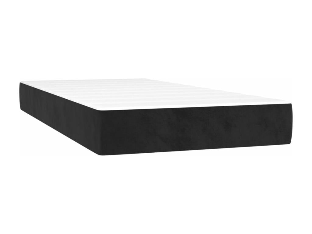 Lit ¨¤ sommier tapissier avec matelas Noir 90x190 cm Velours