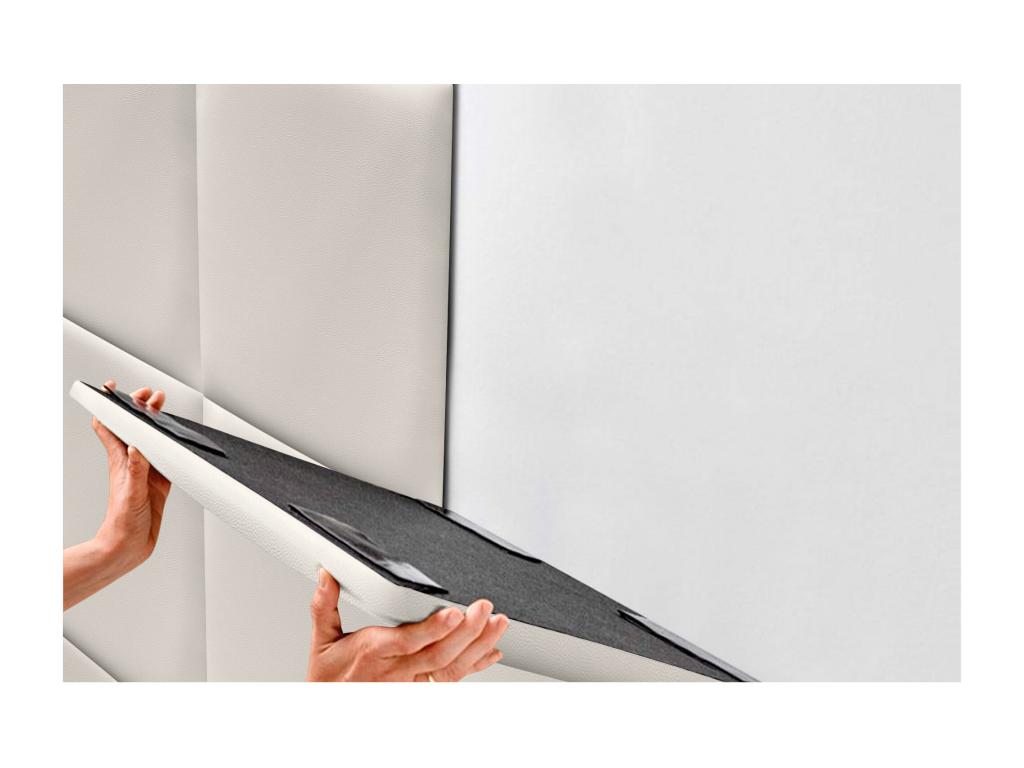 Meublita Tête de lit capitonn¨¦e en similicuir de qualité¨¦ Meublita¨¦rieure composée¨¦ de panneaux autocollants interchangeables blanc os 200 cm