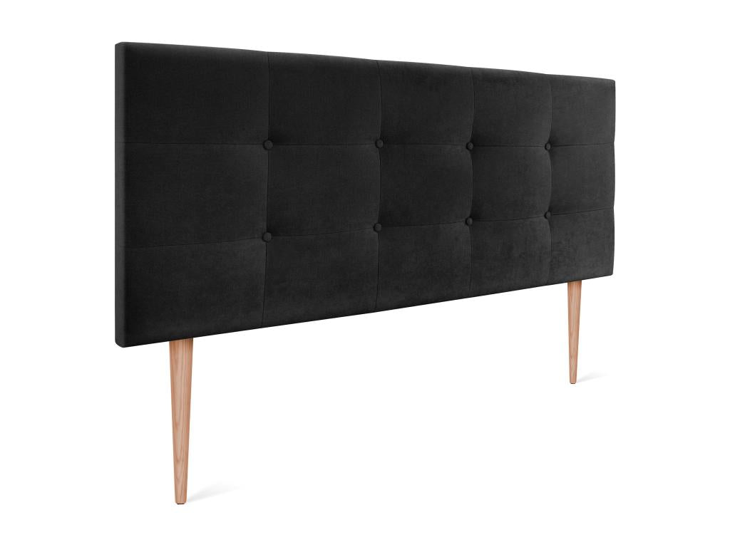 Vertchez Tête de Lit en Tissu Aqualine Capitonn¨¦ 145x115cm avec Pieds Lits 135/140 - Noir