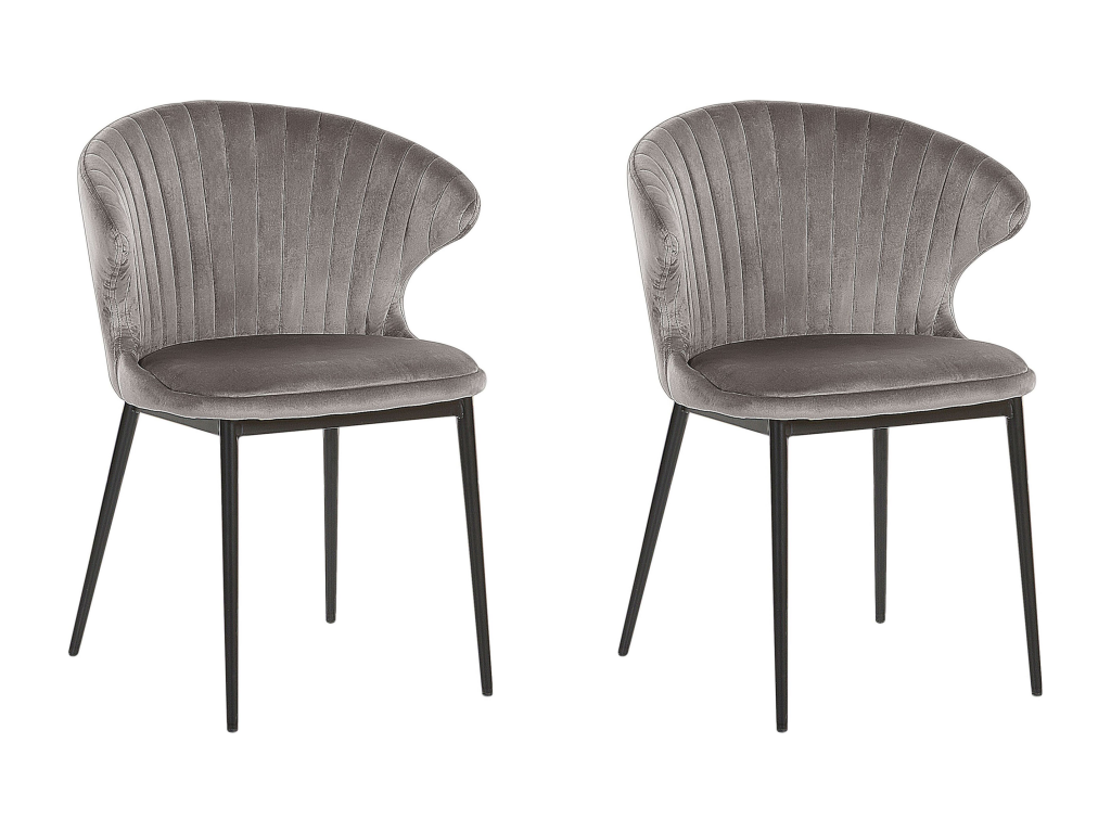Lot de 2 chaises de salle ¨¤ manger Vertchez Velours Gris