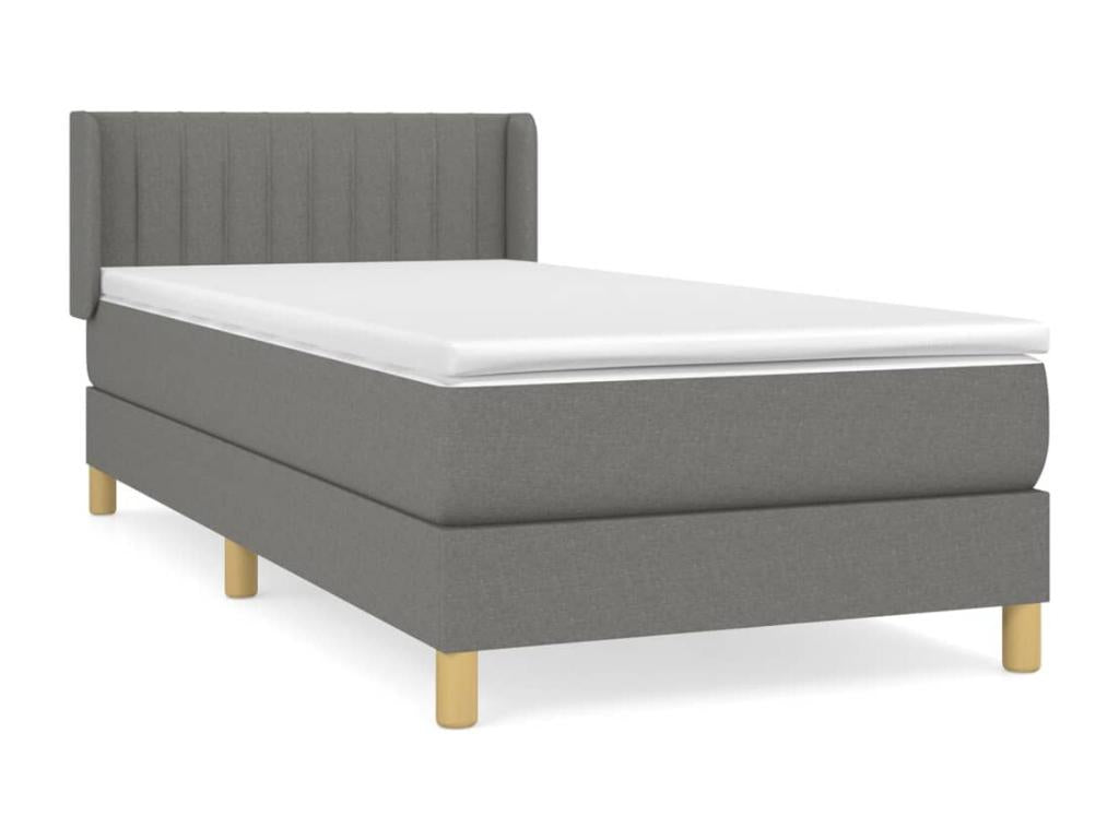 Lit ¨¤ sommier tapissier avec matelas Gris fonc¨¦ 80x200 cm Tissu